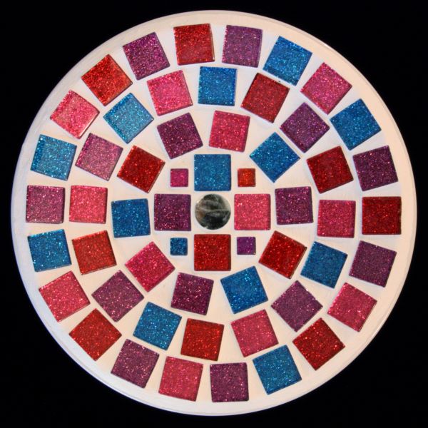 Mosaic plate (red, purple & blue)
